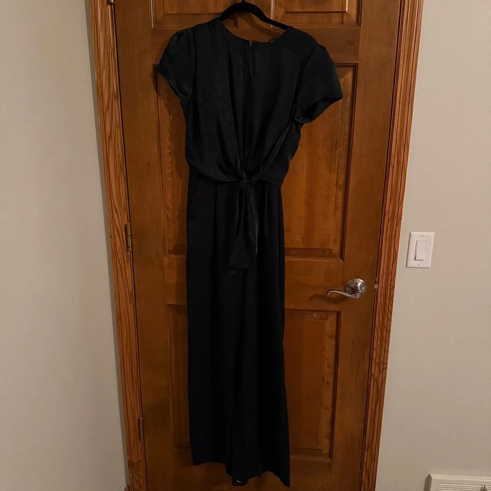 Lulus Let Me Entertain You Dark Green Satin Wide-Leg Jumpsuit - Picture 6 of 8